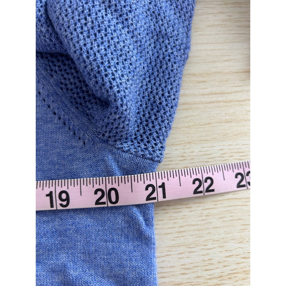 J McLaughlin Sweater Top women's L Periwinkle‎ Blue Cotton Knit Ruffle classic - Picture 6 of 9